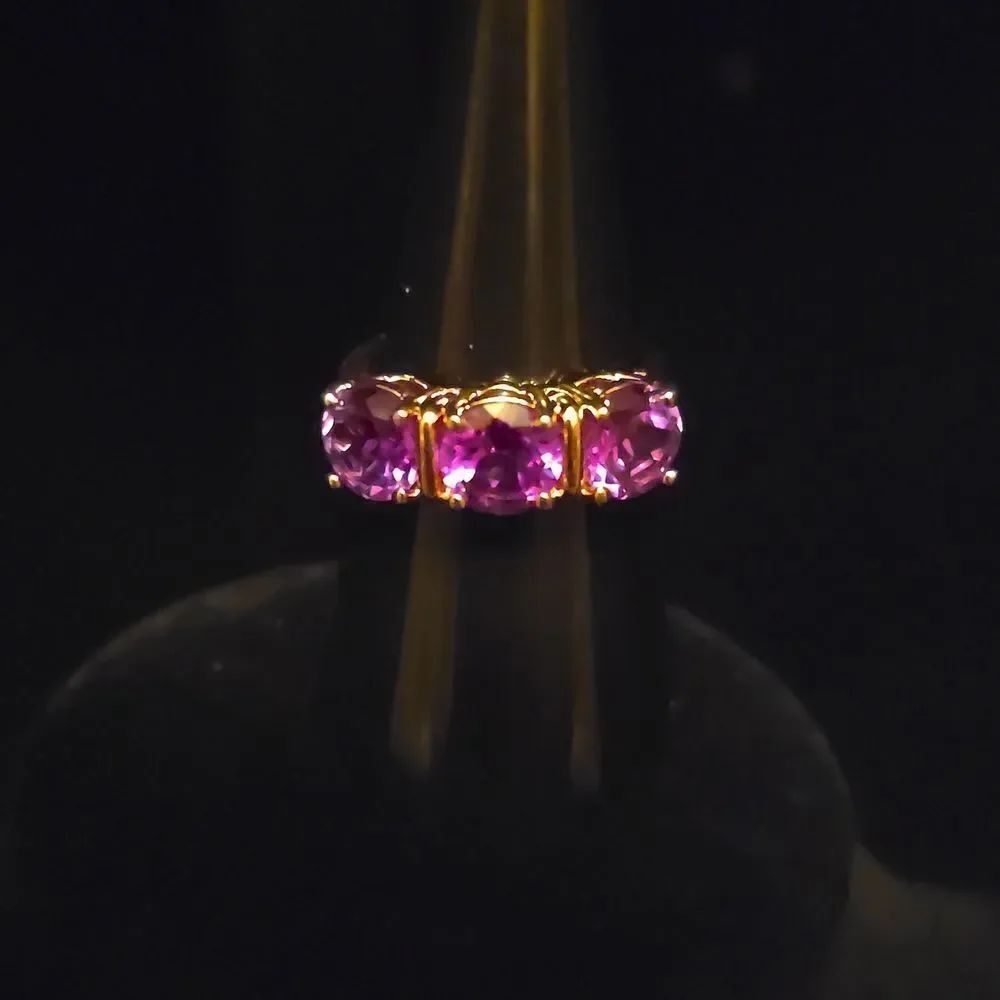 Amethyst Gold Plated Sterling Silver Ring! Stamped 925 China. Size 8.